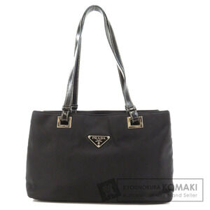 Prada Tessuto Leather Shoulder Tote Shoulder Bag Black